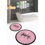 Napoli Home Dijital Baskılı Kaymaz Yıkanabilir Bath Yuvarlak Ikili Banyo Takımı, N-Y-Klozet-10-Pembe, - Renkli - Paspas