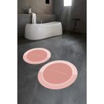 Napoli Home Dijital Baskılı Kaymaz Yıkanabilir Bathroom Yuvarlak Ikili Banyo Takımı, N-Y-Klozet-01-Pembe,