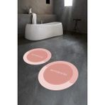 Napoli Home Dijital Baskılı Kaymaz Yıkanabilir Bathroom Yuvarlak Ikili Banyo Takımı, N-Y-Klozet-02-Pembe, - Renkli - Paspas