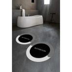 Napoli Home Dijital Baskılı Kaymaz Yıkanabilir Bathroom Yuvarlak Ikili Banyo Takımı, N-Y-Klozet-02-Siyah, - Renkli - Paspas