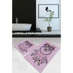 Napoli Home Dijital Baskılı Kaymaz Yıkanabilir Baykuş Desen Ikili Banyo Takımı Klozet Takımı, N-Klozet-35-Pembe, - Renkli - Paspas