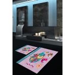 Napoli Home Dijital Baskılı Kaymaz Yıkanabilir Fil Desen Ikili Banyo Takımı Klozet Takımı, N-Klozet-31-Pembe, - Renkli - Paspas