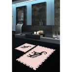 Napoli Home Dijital Baskılı Kaymaz Yıkanabilir Fil Desen Ikili Banyo Takımı Klozet Takımı, N-Klozet-32-Pembe,