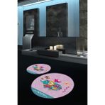 Napoli Home Dijital Baskılı Kaymaz Yıkanabilir Fil Desen Yuvarlak Ikili Banyo Takımı, N-Y-Klozet-31-Pembe, - Renkli - Paspas