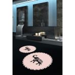 Napoli Home Dijital Baskılı Kaymaz Yıkanabilir Fil Desen Yuvarlak Ikili Banyo Takımı, N-Y-Klozet-32-Pembe, - Renkli - Paspas