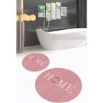 Napoli Home Dijital Baskılı Kaymaz Yıkanabilir Home Yuvarlak Ikili Banyo Takımı, N-Y-Klozet-12-Pembe, - Renkli - Paspas