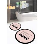 Napoli Home Dijital Baskılı Kaymaz Yıkanabilir Home Yuvarlak Ikili Banyo Takımı, N-Y-Klozet-13-Pembe, - Renkli - Paspas