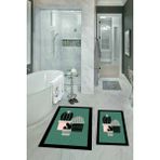 Napoli Home Dijital Baskılı Kaymaz Yıkanabilir Kaktüs Ikili Banyo Takımı Klozet Takımı, N-Klozet-22-Yeşil, - Renkli - Paspas