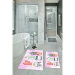 Napoli Home Dijital Baskılı Kaymaz Yıkanabilir Kaktüs Ikili Banyo Takımı Klozet Takımı, N-Klozet-24-Pembe,