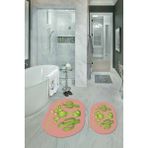 Napoli Home Dijital Baskılı Kaymaz Yıkanabilir Kaktüs Oval Banyo Takımı Klozet Takımı, N-O-Klozet-23-Pembe, - Renkli - Paspas