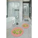Napoli Home Dijital Baskılı Kaymaz Yıkanabilir Kaktüs Yuvarlak Ikili Banyo Takımı, N-Y-Klozet-23-Pembe, - Renkli - Paspas