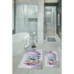 Napoli Home Dijital Baskılı Kaymaz Yıkanabilir Yaprak Ikili Banyo Takımı Klozet Takımı, N-Klozet-25-Gri, - Renkli - Paspas
