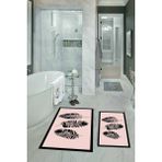 Napoli Home Dijital Baskılı Kaymaz Yıkanabilir Yaprak Ikili Banyo Takımı Klozet Takımı, N-Klozet-26-Pembe, - Renkli - Paspas