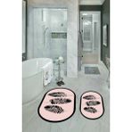 Napoli Home Dijital Baskılı Kaymaz Yıkanabilir Yaprak Oval Banyo Takımı Klozet Takımı, N-O-Klozet-26-Pembe, - Renkli - Paspas