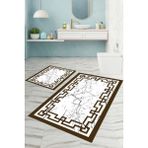 Napoli Home Dijital Baskılı Yıkanabilir Çerçeveli Mermer Model Banyo Paspası Klozet Takımı, Klozet-57-Kahve, - Kahverengi