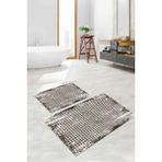 Napoli Home Dijital Baskılı Yıkanabilir Kare Desen Detaylı Banyo Paspası Klozet Takımı, Klozet-84-Kahve, - Kahverengi