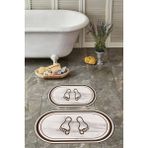 Napoli Home Dijital Baskılı Yıkanabilir Kaymaz Ayak Baskılı Oval Banyo Paspası Klozet Takımı, Klozet-51-Kahve, - Kahverengi