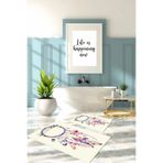 Napoli Home Dijital Baskılı Yıkanabilir Kaymaz Taban Kuş Tüyü Desenli Banyo Paspası Klozet Takımı
