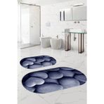 Napoli Home Dijital Baskılı Yıkanabilir Kaymaz Taban Taş Modelli Oval Banyo Paspası Klozet Takımı