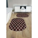 Napoli Home Dijital Baskılı Yıkanabilir Sade Kupa Desenli Oval Banyo Paspası Klozet Takımı, Klozet-86-Bordo,