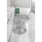 Napoli Home Dijital Yıkanabilir Kaymaz Kilim Görünümlü Oval Banyo Paspası Klozet Takımı, Klozet-88-Gri,