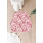 Napoli Home Dijital Yıkanabilir Kaymaz Sade Modern Klasik Oval Banyo Paspası Klozet Takımı, Klozet-98-Pembe,