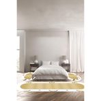 Napolihome Baskılı Kaymaz Taban Yıkanabilir Çerçeve Mermer Desenli Oval Üçlü Yatak Odası,Gold 100 X 100