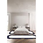 Napolihome Baskılı Kaymaz Taban Yıkanabilir Çerçeve Mermer Desenli Oval Üçlü Yatak Odası,Mavi 100 X 100 YO-O-MERMER-58