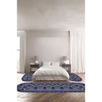 Napolihome Baskılı Kaymaz Taban Yıkanabilir Çerçeve Oval Üçlü Yatak Odası,Lacivert 100 X 100