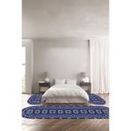 Napolihome Baskılı Kaymaz Taban Yıkanabilir Etnik Çerçeve Model Oval Üçlü Yatak Odası,Lacivert 100 X 100