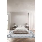 Napolihome Baskılı Kaymaz Taban Yıkanabilir Klasik Model Oval Üçlü Yatak Odası Takımı,Mavi 100 X 100