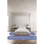 Napolihome Baskılı Kaymaz Taban Yıkanabilir Mermer Çerçeve Desenli Oval Üçlü Yatak Odası,Lacivert 100 X 100 YO-O-MERMER-76