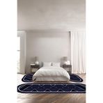 Napolihome Baskılı Kaymaz Taban Yıkanabilir Mermer Çerçeve Modelli Oval Üçlü Yatak Odası,Lacivert 100 X 100