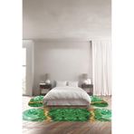 Napolihome Baskılı Kaymaz Taban Yıkanabilir Mermer Modelli Oval Üçlü Yatak Odası Takımı,Yeşil 100 X 100
