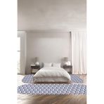 Napolihome Baskılı Kaymaz Taban Yıkanabilir Modern Çizgili Oval Üçlü Yatak Odası Takımı,Lacivert 100 X 100