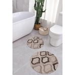 Napolihome Baskılı Yıkanabilir Kaymaz Taban Kupa Modelli Yuvarlak Banyo Paspası Klozet Takımı,Vizon 100 X 100