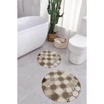 Napolihome Baskılı Yıkanabilir Kaymaz Taban Sade Modern Yuvarlak Banyo Paspası Klozet Takımı,Kahverengi 100 X 100