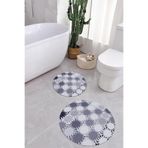Napolihome Baskılı Yıkanabilir Kaymaz Taban Sade Modern Yuvarlak Banyo Paspası Klozet Takımı,Lila 100 X 100