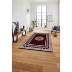 Napolihome Çerçeveli Göbek Desenli Yıkanabilir Kaymaz Taban Yolluk Mutfak Salon Halısı,Bordo 180 X 280
