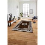 Napolihome Çerçeveli Göbek Desenli Yıkanabilir Kaymaz Taban Yolluk Mutfak Salon Halısı,Kahverengi 60 X 150