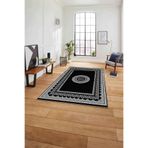Napolihome Çerçeveli Göbek Desenli Yıkanabilir Kaymaz Taban Yolluk Mutfak Salon Halısı,Siyah 80 X 150