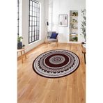 Napolihome Çerçeveli Göbek Desenli Yıkanabilir Kaymaz Taban Yuvarlak Salon Halısı,Bordo 160 X 160