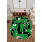 Napolihome Dijital Baskılı Araba Yol Desenli Yıkanabilir Kaymaz Taban Oval Çocuk Odası Halısı,Çok Renkli 80 X 150