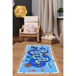 Napolihome Dijital Baskılı Korsan Yol Desenli Yıkanabilir Kaymaz Taban Çocuk Odası Halısı,Mavi 80 X 250