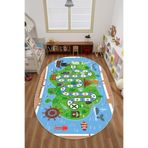 Napolihome Dijital Baskılı Korsan Yol Desenli Yıkanabilir Kaymaz Taban Oval Çocuk Odası Halısı,Yeşil 180 X 300