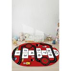 Napolihome Dijital Baskılı Seksekli Yol Desenli Yıkanabilir Kaymaz Taban Oval Çocuk Odası Halısı,Kırmızı 180 X 280