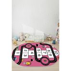 Napolihome Dijital Baskılı Seksekli Yol Desenli Yıkanabilir Kaymaz Taban Oval Çocuk Odası Halısı,Pembe 60 X 100