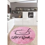 Napolihome Dijital Baskılı Tencere Motifli Yıkanabilir Kaymaz Taban Yuvarlak Salon Mutfak Halısı,Pembe 120 X 120
