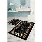 Napolihome Dijital Baskılı Yıkanabilir Çerçeveli Mermer Model Banyo Paspası Klozet Takımı,Gold 60 X 100