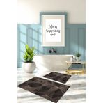 Napolihome Dijital Baskılı Yıkanabilir Geometrik Desenli Banyo Paspası Klozet Takımı,Vizon 60 X 100
